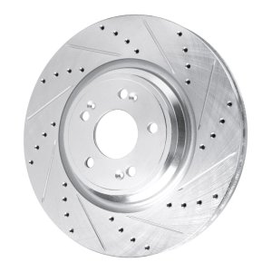 Genesis GV70 Brake Rotor (1) - Front Right - R1 Concepts - Drilled & Slotted - Silver - `21-`25